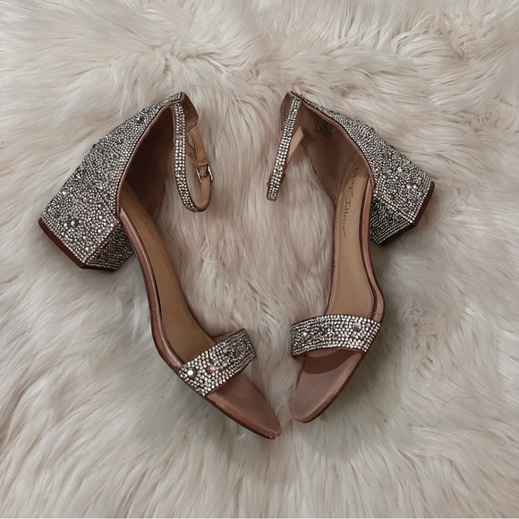 Blue by Betsey Johnson Mari Rhinestone Block Heel Sandals - Size 9 - Picture 4 of 16